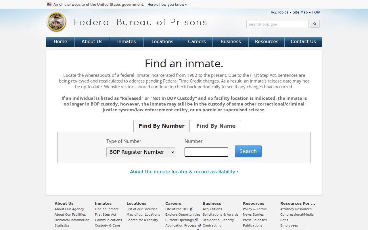 Federal inmate locator for custody following a Sioux County arrest