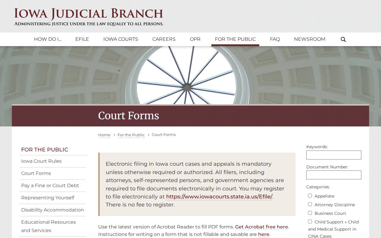 Sioux County court case forms from the Iowa Judicial Branch