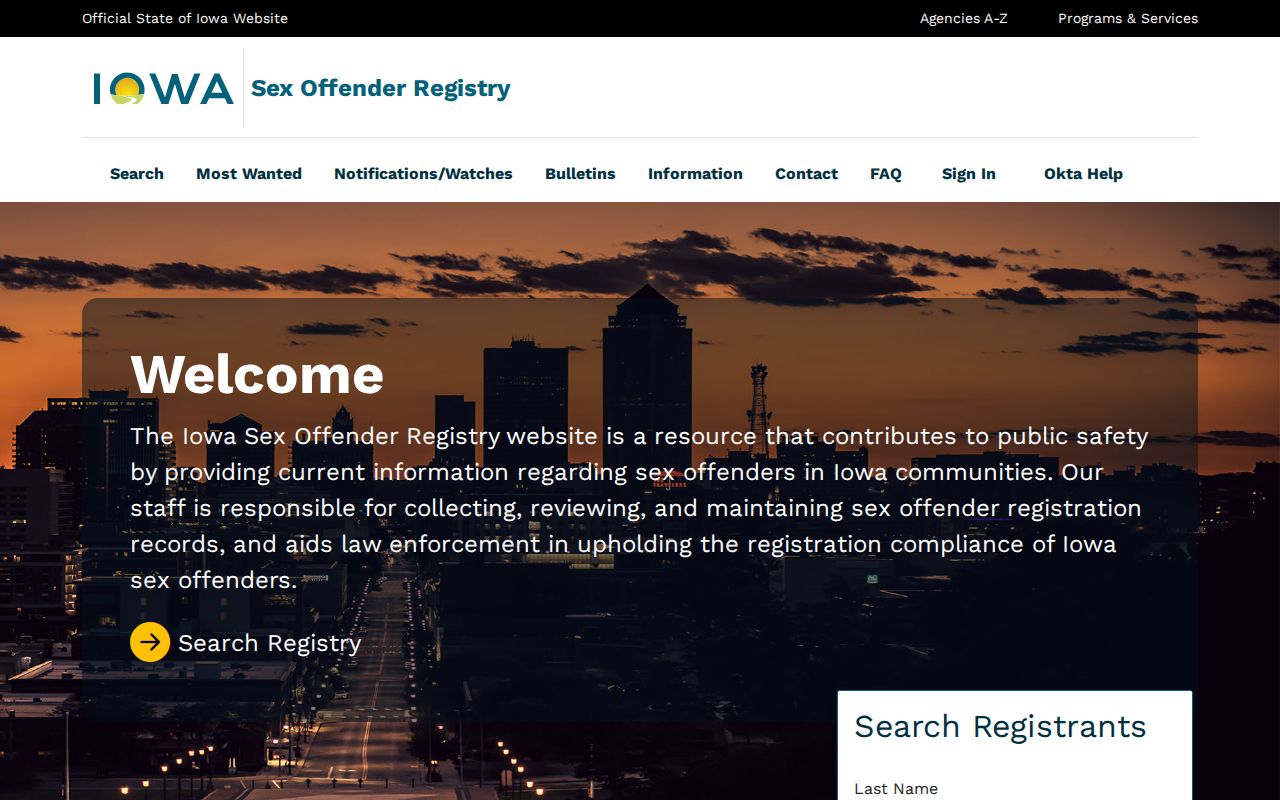 Iowa Sex Offender Registry search for Sioux County sex offender lookup